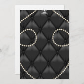 Black Upholstery Pearls Elegant Invitation Kaart (Voorkant / Achterkant)