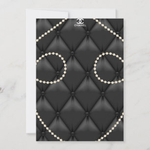 Black Upholstery Pearls Elegant Invitation Kaart