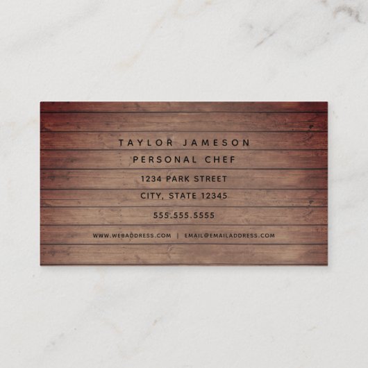 Black Utils Chef Caterer Restaurant Visitekaartje (Achterkant)