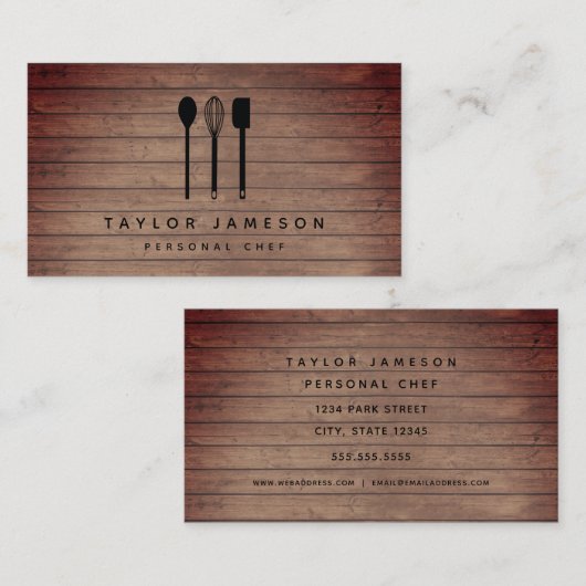 Black Utils Chef Caterer Restaurant Visitekaartje (Voorkant / Achterkant)