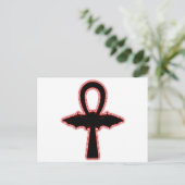 Black Vampire Bat Red Egyptian Gothic Ankh Briefkaart (Staand voorkant)