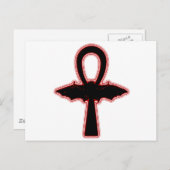 Black Vampire Bat Red Egyptian Gothic Ankh Briefkaart (Voorkant / Achterkant)