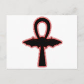 Black Vampire Bat Red Egyptian Gothic Ankh Briefkaart (Voorkant)