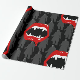 Black Vampire Fangs Nosferatu Spooky Black Cadeaupapier