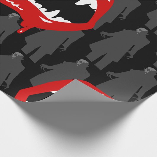 Black Vampire Fangs Nosferatu Spooky Black Cadeaupapier (Hoek)