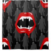 Black Vampire Fangs Nosferatu Spooky Black Douchegordijn (Voorkant)