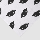 Black Vampire Lips and Teeth on White Decoupage Tissuepapier (Detail)