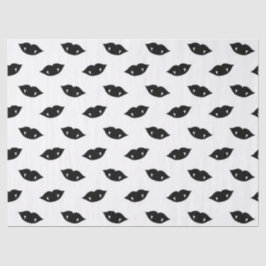 Black Vampire Lips and Teeth on White Decoupage Tissuepapier