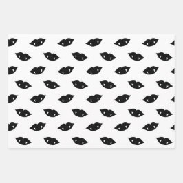 Black Vampire Lips and Teeth on White Inpakpapier Vel