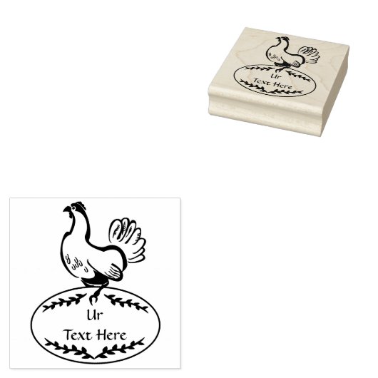 Black Vector Hen Monogram Rubberstempel (Gestempeld)