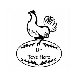 Black Vector Hen Monogram Rubberstempel
