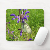 Black Veined White Butterfly Mouse Mat. Muismat (Met muis)