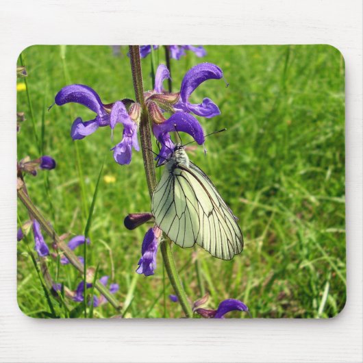 Black Veined White Butterfly Mouse Mat. Muismat (Voorkant)