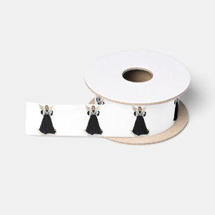 Black Velvet Angel White Ribbon Satijnen Lint