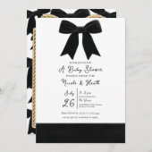 Black Velvet Bow Elegant Posh Baby shower Kaart (Voorkant / Achterkant)