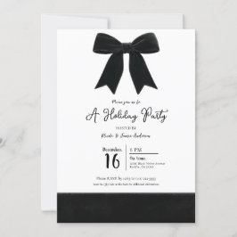 Black Velvet Bow Elegant Posh Photo Holiday Party Kaart