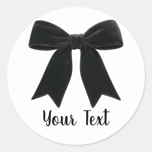 Black Velvet Bow Elegant Posh Verjaardagsfeest Ronde Sticker (Voorkant)