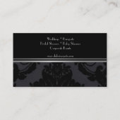 Black velvet damask event planner visitekaartje (Achterkant)