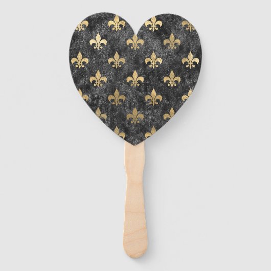 Black Velvet Fleur De Lis Mardi Gras Orleans Handwaaier (Achterkant)