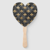 Black Velvet Fleur De Lis Mardi Gras Orleans Handwaaier (Voorkant)