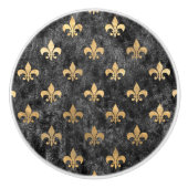 Black Velvet Fleur De Lis Mardi Gras Orleans Keramische Knop (Voorkant)
