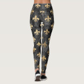 Black Velvet Fleur De Lis Mardi Gras Orleans Leggings (Achterkant)