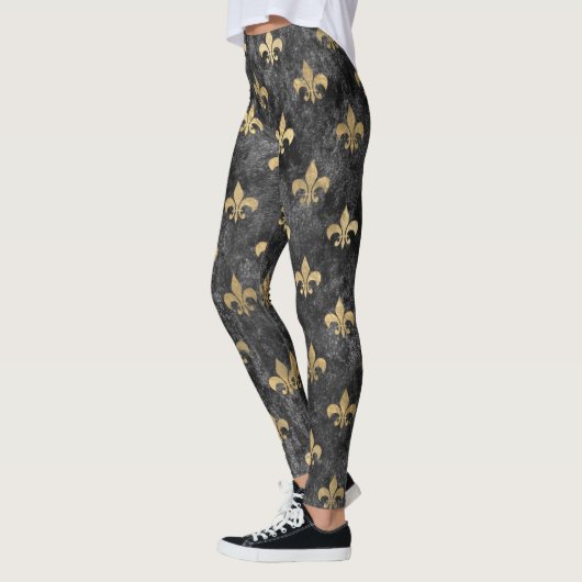 Black Velvet Fleur De Lis Mardi Gras Orleans Leggings (Links)