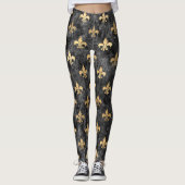 Black Velvet Fleur De Lis Mardi Gras Orleans Leggings (Voorkant)