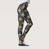 Black Velvet Fleur De Lis Mardi Gras Orleans Leggings (Rechts)