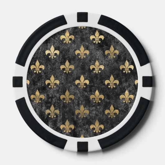 Black Velvet Fleur De Lis Mardi Gras Orleans Poker Chips (Voorkant)