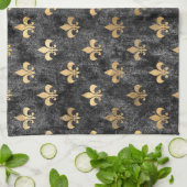 Black Velvet Fleur De Lis Mardi Gras Orleans Theedoek (Gevouwen)