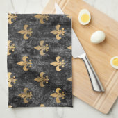 Black Velvet Fleur De Lis Mardi Gras Orleans Theedoek (Quarter Fold)