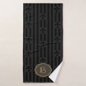 Black Velvet Fleur de Lis Monogram Bath Towel Badhanddoek (Badhanddoek)