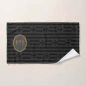 Black Velvet Fleur de Lis Monogram Handhanddoek Handdoek (Handdoek)