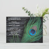 Black Velvet Peacock Wedding Invitation Kaart (Staand voorkant)