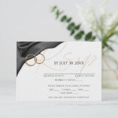 Black Velvet with Wedding Rings Response Card RSVP Kaartje (Staand voorkant)