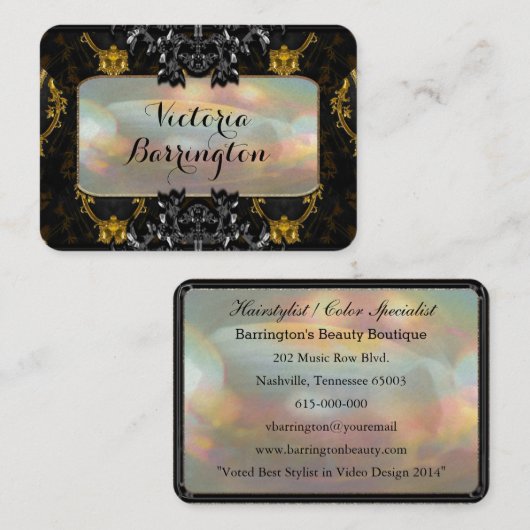 Black Venue Elegant Pearl Professional Visitekaartje (Voorkant / Achterkant)