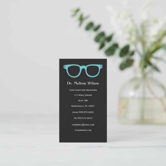 Black Vertical Eye Doctor Optometrist-bril Visitekaartje (Staand voorkant)