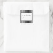 Black Vertical Festive Stripes Holiday Vierkante Sticker (Tas)