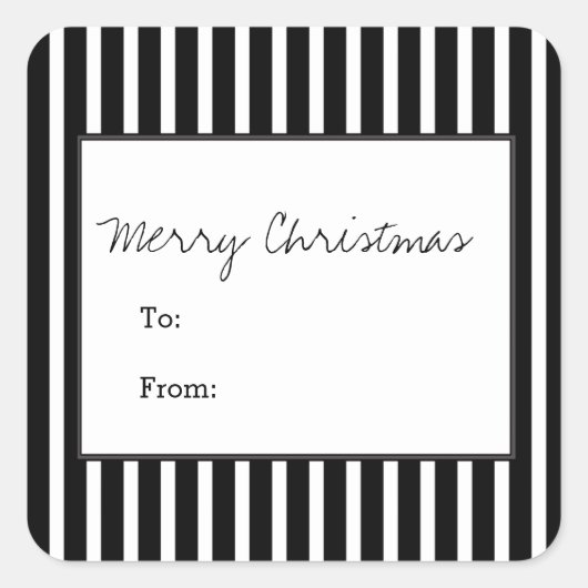 Black Vertical Festive Stripes Holiday Vierkante Sticker (Voorkant)