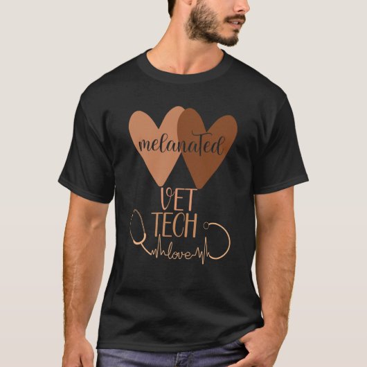 Black Vet Tech Shirt Melanated Veterinary Technici (Voorkant)