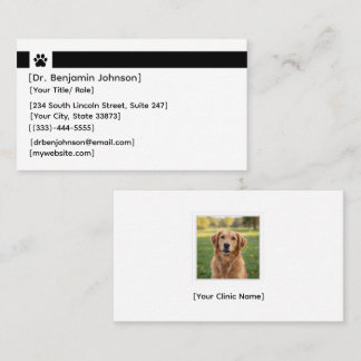 Black Veterinarian Business Card | Clinic Photo Visitekaartje