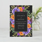 Black Vibrant Botanical Wedding Kaart (Staand voorkant)