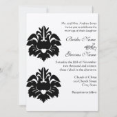 Black Victoriaans Damask Wedding Kaart (Voorkant)