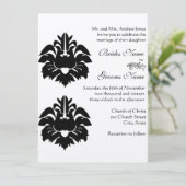 Black Victoriaans Damask Wedding Kaart (Staand voorkant)