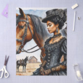 Black Victorian Woman With Horse Tissue Paper Tissuepapier (Craft)