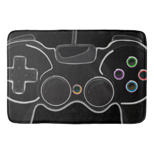Black Video Game Controller Gamer Badmat