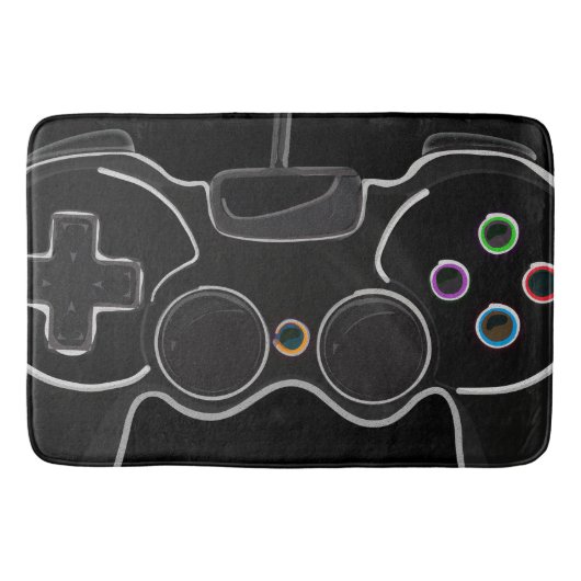 Black Video Game Controller Gamer Badmat (Voorkant)