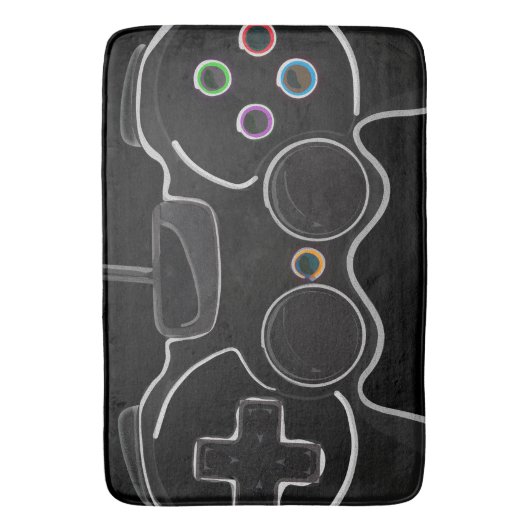 Black Video Game Controller Gamer Badmat (Voorkant Verticaal)