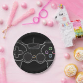 Black Video Game Controller Gamer Verjaardagsfeest Papieren Bordje (Feest)